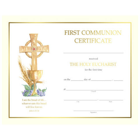 XS 103 First Communion Certificates | Church Certificates and Forms ...