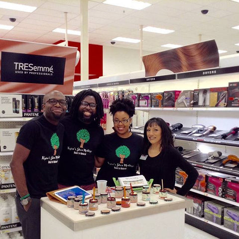 Kyra John and Michael at Target's Beauty counter demoing our products