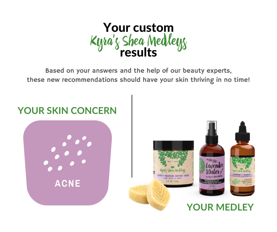 Based on your answers and the help of our beauty experts, our Lavender + Rosehip Medleys should have your skin thriving in no time!