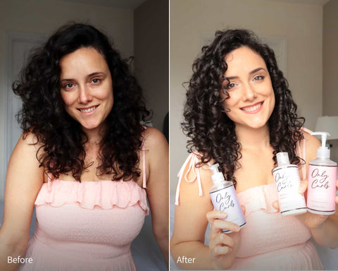 Curls by Kath using Only Curls products before and after