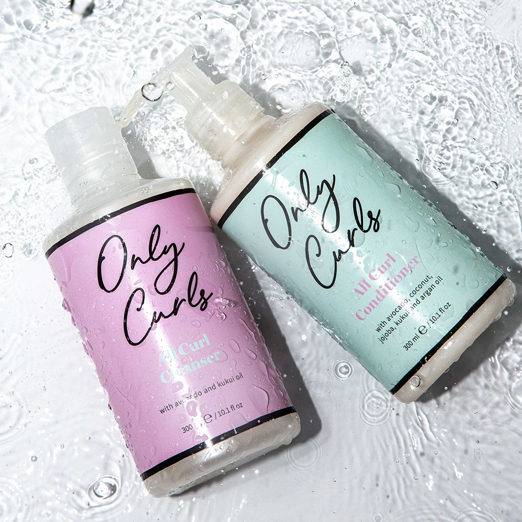 Only Curls Cleansing bundle drenched in water