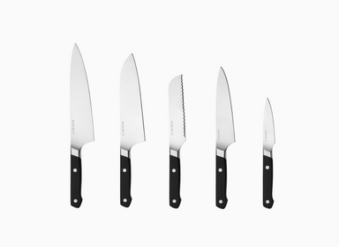 Premium 8 Piece Kitchen Knife Set Black Stainless Steel Serrated