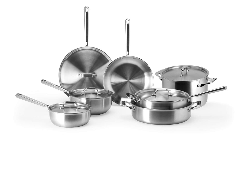 Best Cookware for Gas Stoves: Stainless Steel Cookware Set on White Background