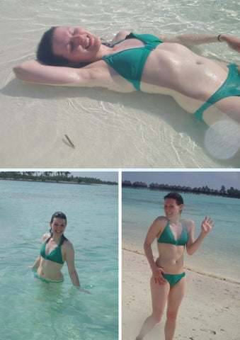 Maldives in a green bikini