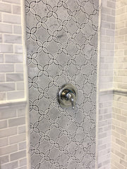 Carrara White and Bardiglio Grey Marble Waterjet Mosaic Tile in Petal Blossoms