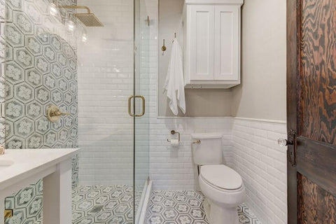 Small Walk-In Shower Tile Ideas - floral mosaic tile