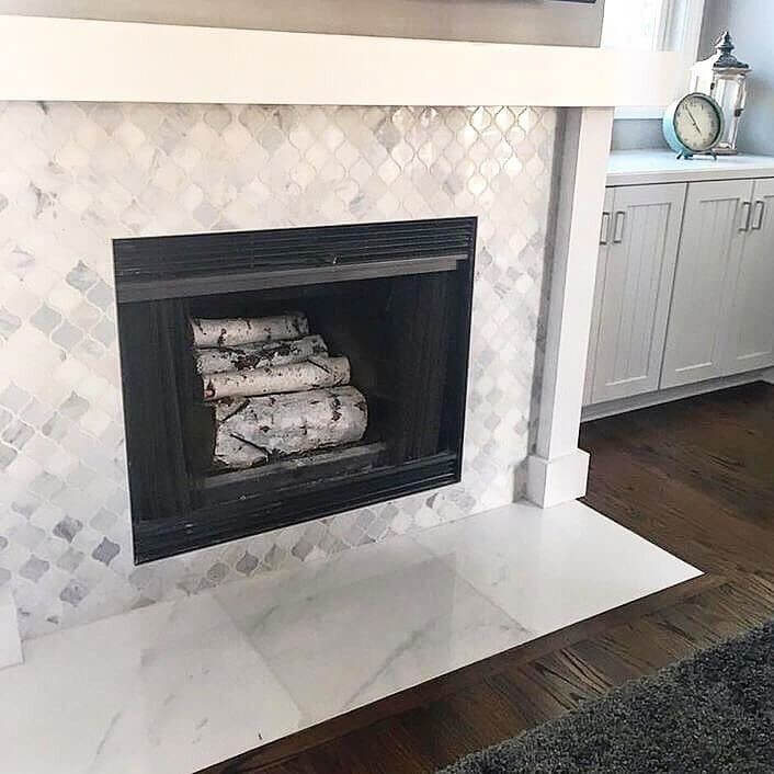 Marble Tile Fireplace Design Ideas - Mosaic