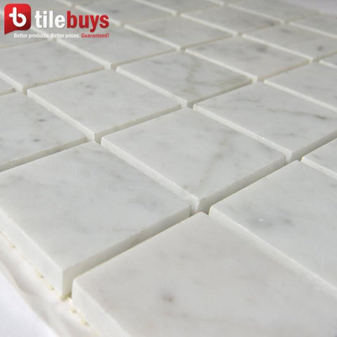 Carrara White Marble Mosaic Tile in 2" Squares