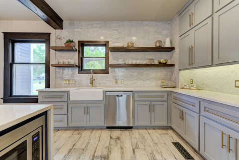 Modern Farmhouse Kitchen with Light Gray Cabinets