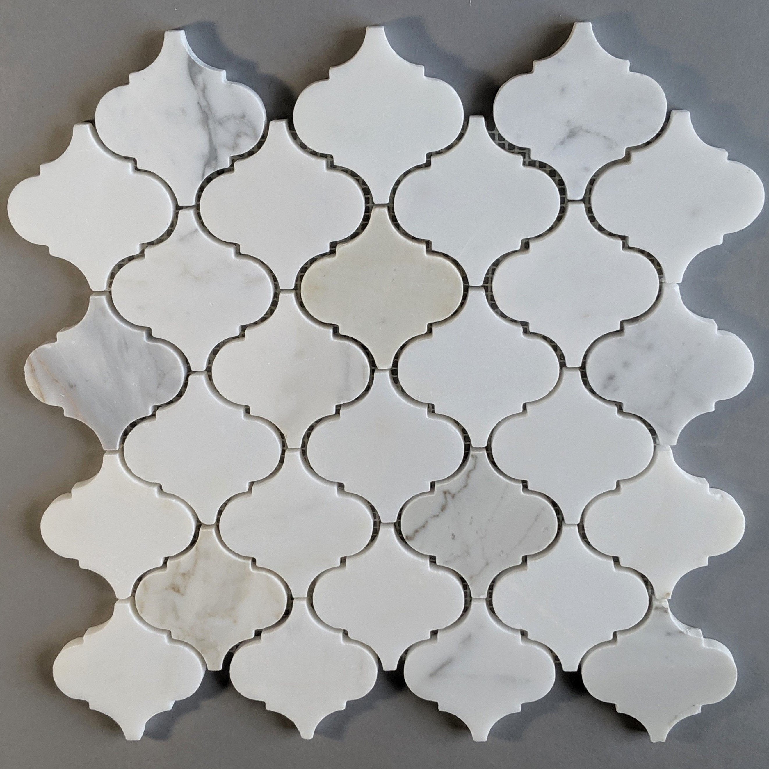 Calacatta Calcutta Marble Waterjet Mosaic Tile In 3 Arabesque