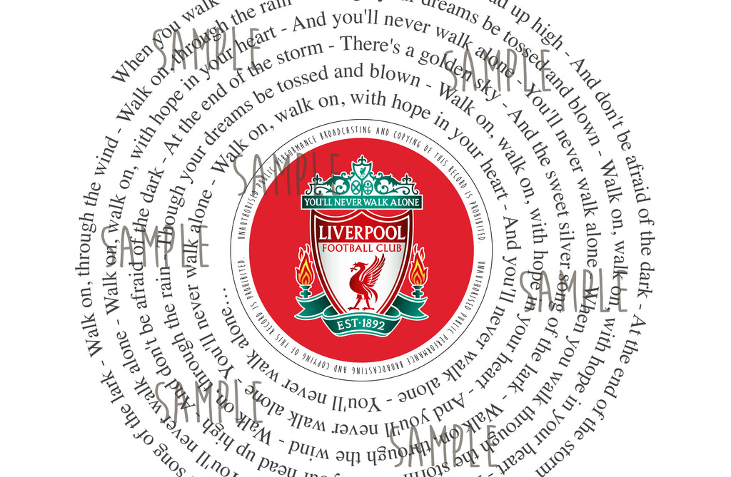 Liverpool You Ll Never Walk Alone Framed Lyrics Liverpool Chant Sausagedogdesigns