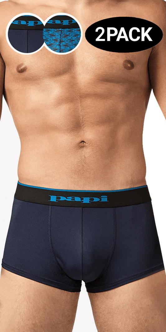 Papi UMPA048 2PK Microflex Brazilian Trunks Color Charcoal-Leopard -  Pikante Underwear