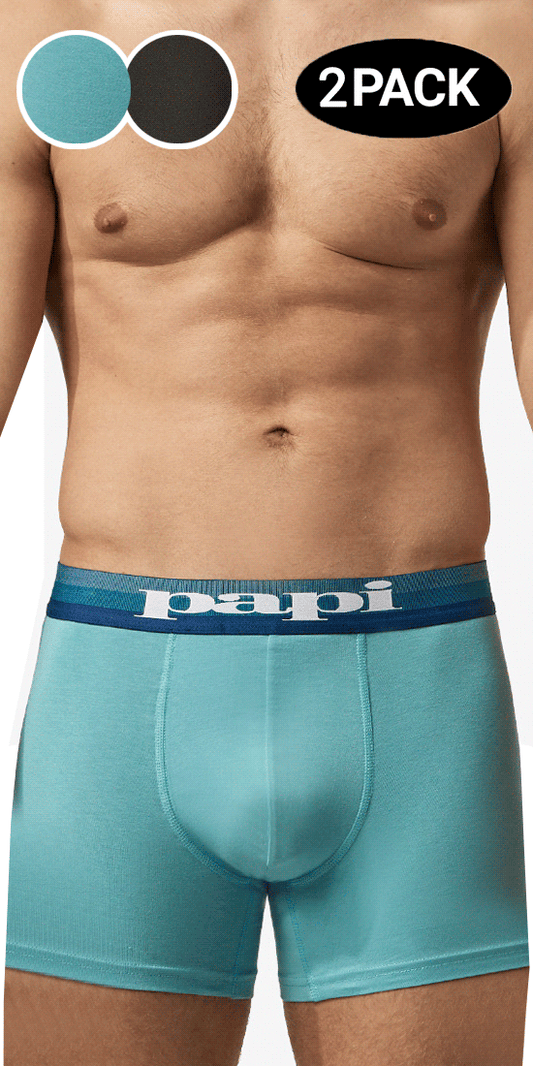 Cool 2 Brazilian Boxer Briefs - 2 Pack BkGyP3 S by Papi