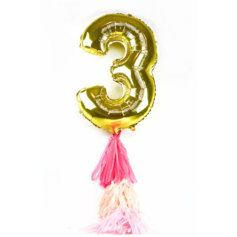 gold number 3 balloon