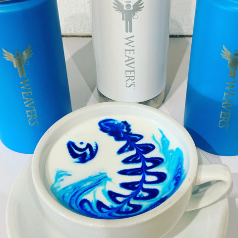 Weaver's Coffee & Tea  Latte Art Blue