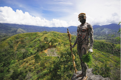 Papua New Guinea Tribal Man in the Highlands on Top of a Mountain