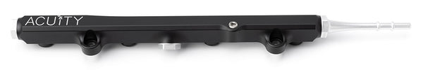 Honda K-Series billet aluminum fuel rail in black with quick disconnect fitting