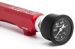 Red ACUITY Honda K-Series Fuel Rail with Side Mount Fuel Pressure Gauge