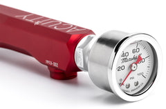 Red ACUITY Honda K-Series Fuel Rail with Side Mount Fuel Pressure Gauge