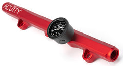 Red ACUITY Honda K-Series Fuel Rail with Fuel Pressure Gauge