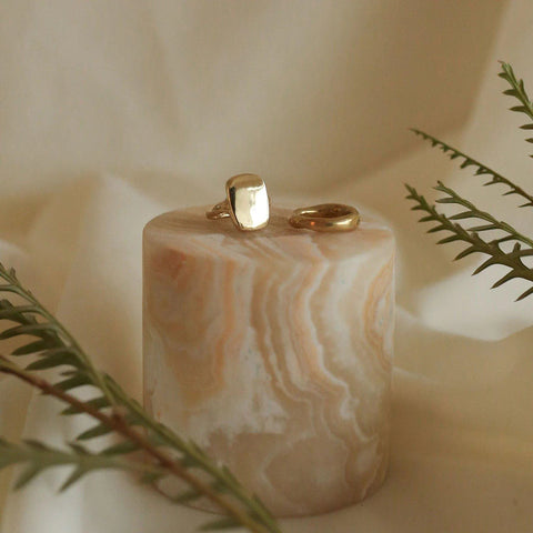 Ingot Ring and Wisdom Ring in Brass