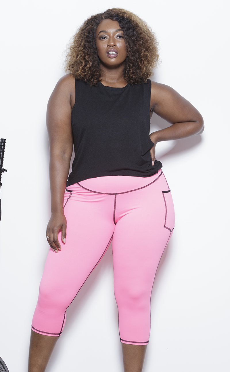 Marsha- Plus Size Performance Capris -Black