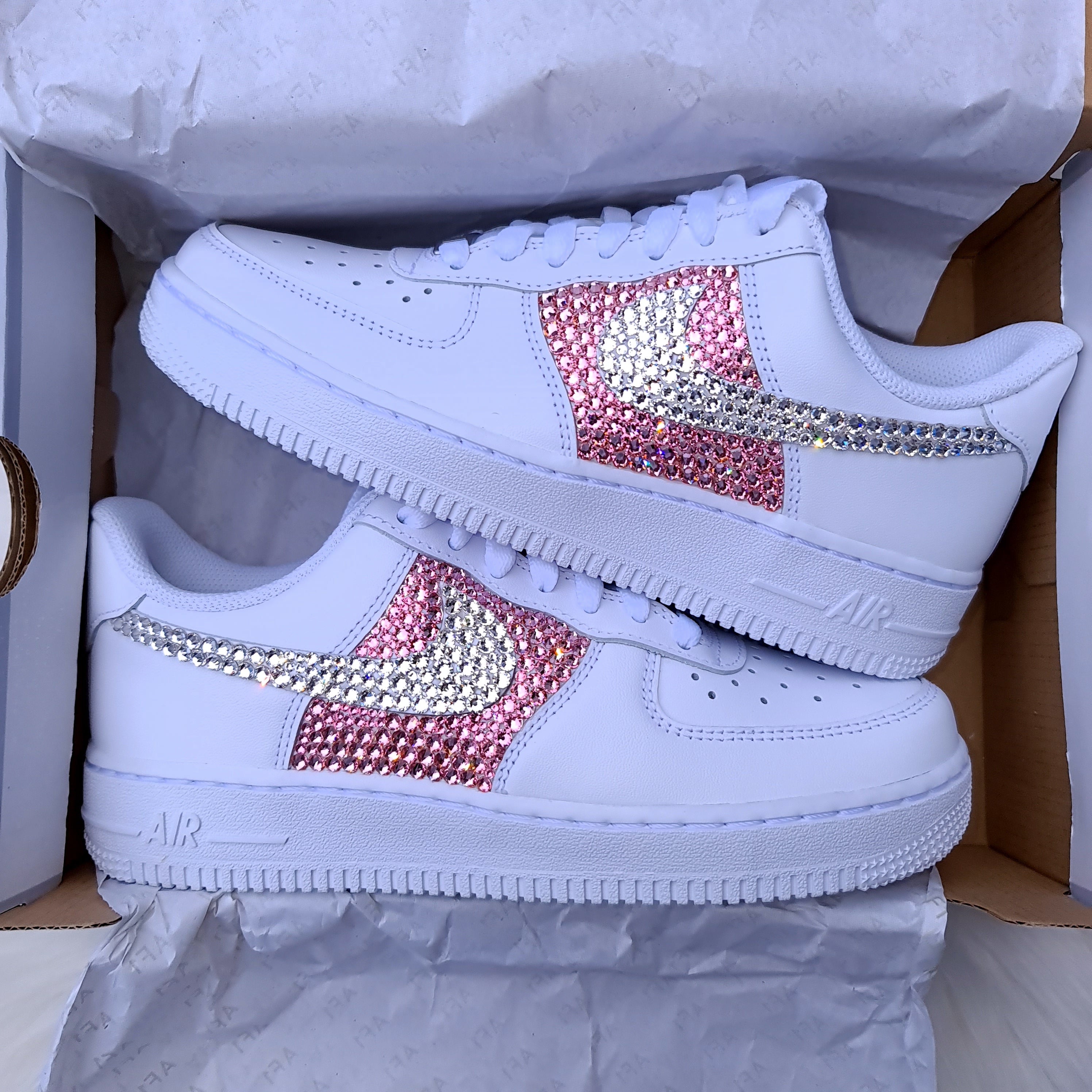 nike air force 1 blue and pink tick