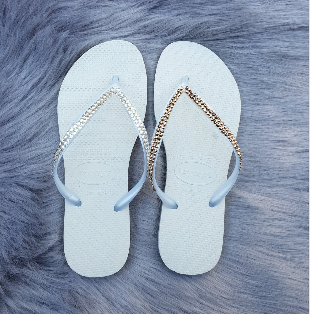 white havaianas with crystals