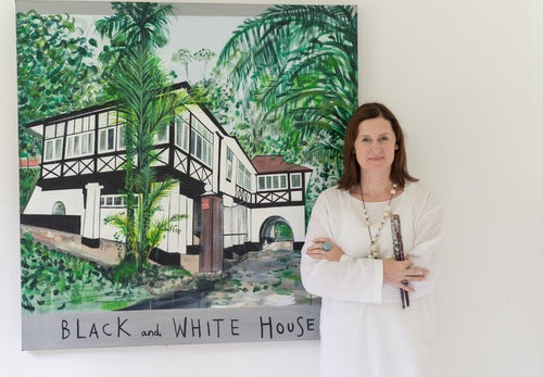 Black and White House Painting by Clare Haxby