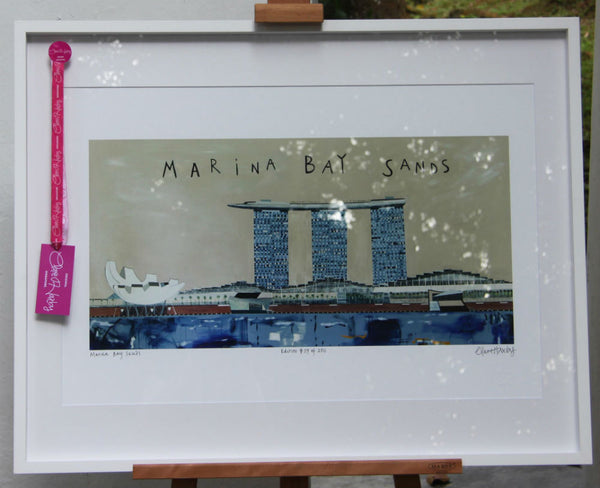 Marina Bay Sands White Framed Print Clare Haxby