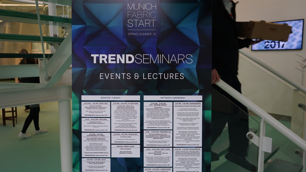 Physical display of the featured seminars and speakers to be hosted by the Munich Fabric Start in Munich