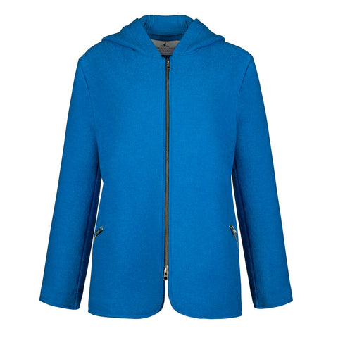 women's Austrian blue boiled wool zip up hoodie