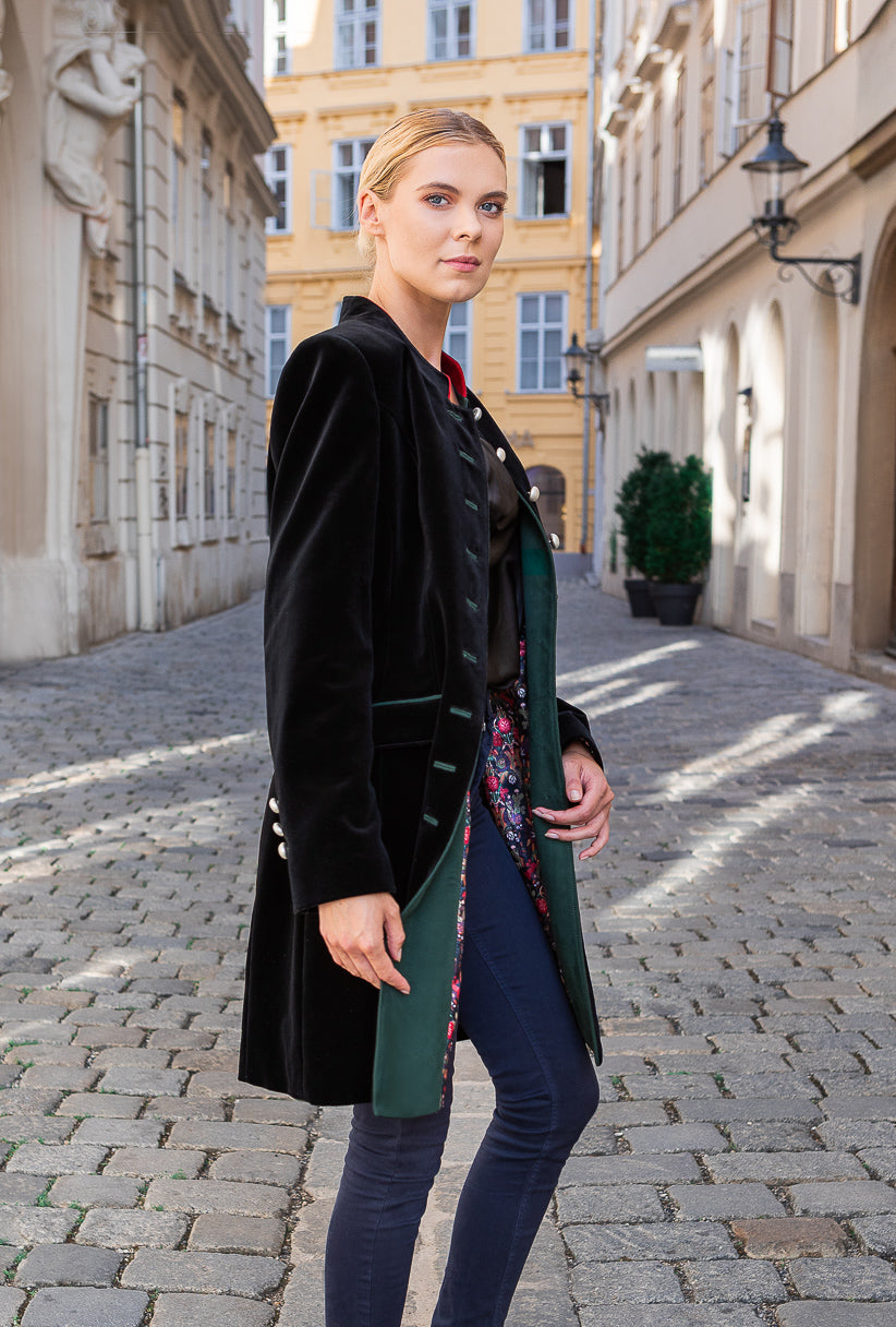 Selina - Black Velvet Austrian Tracht Jacket