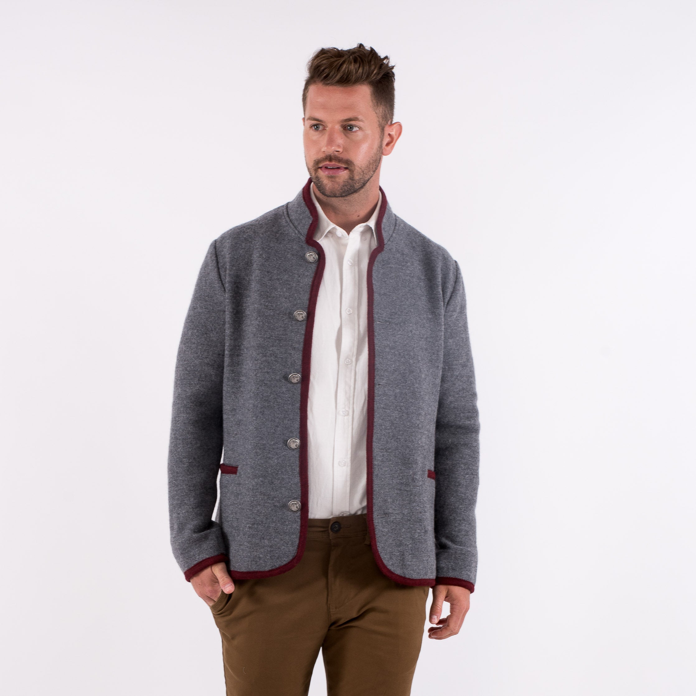 Clemens - Men's Austrian Boiled Wool Trachten Gray Jacket - Robert W. Stolz