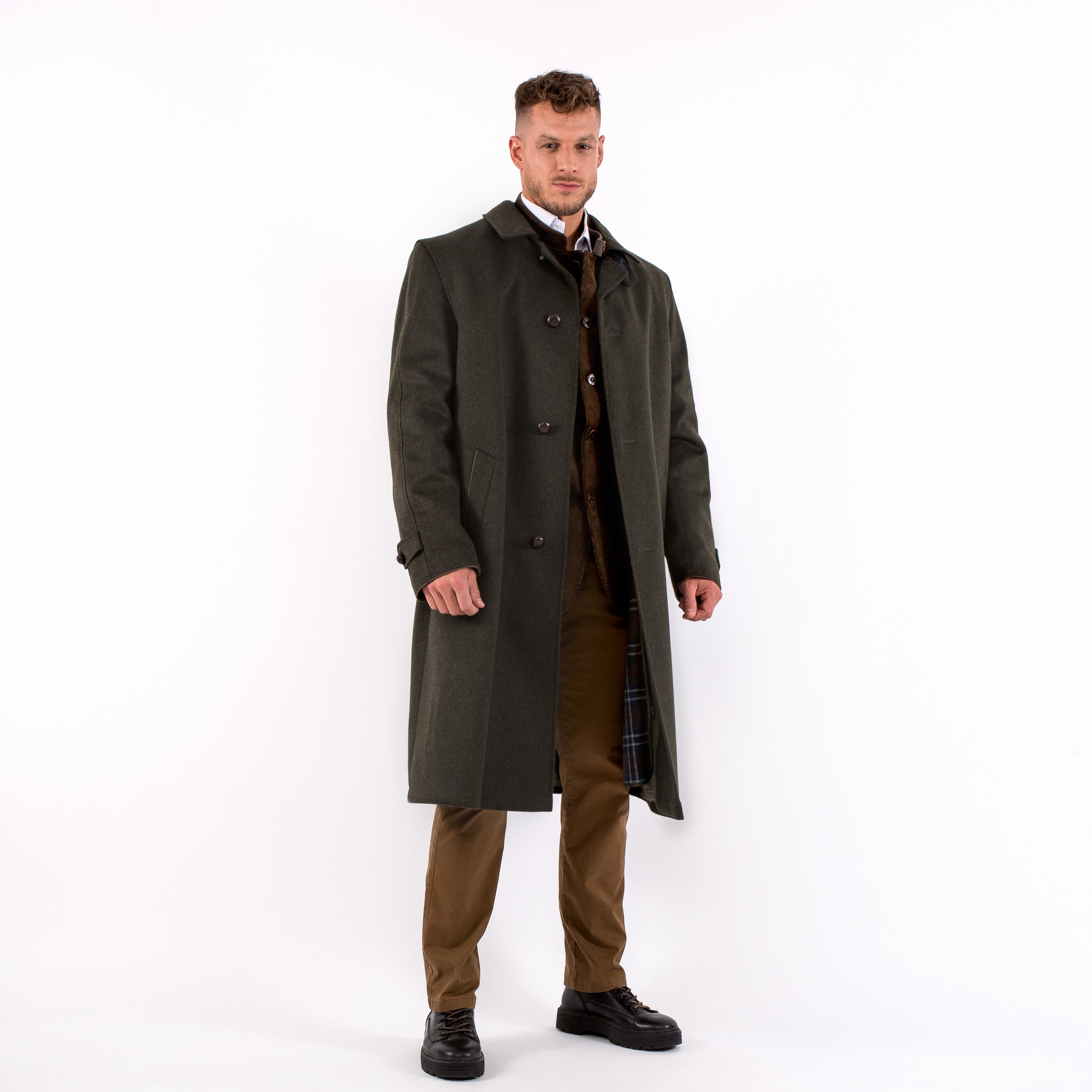 Sud Tiroler - Men's Loden Green Overcoat with ZIP - RWS - Robert W. Stolz