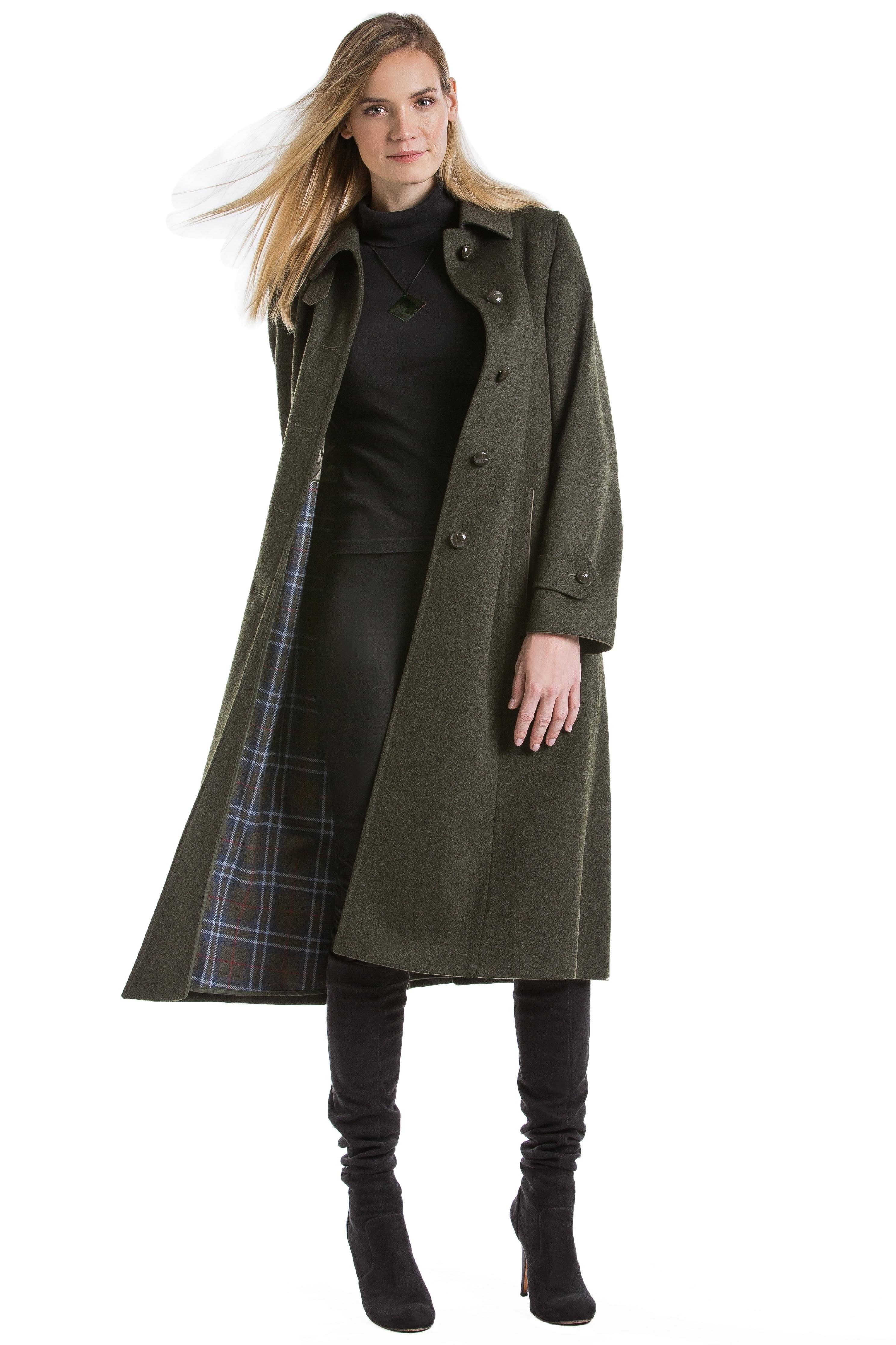 Silvia - Women's Traditional Loden Coat in Green with Zip Out Lining 2