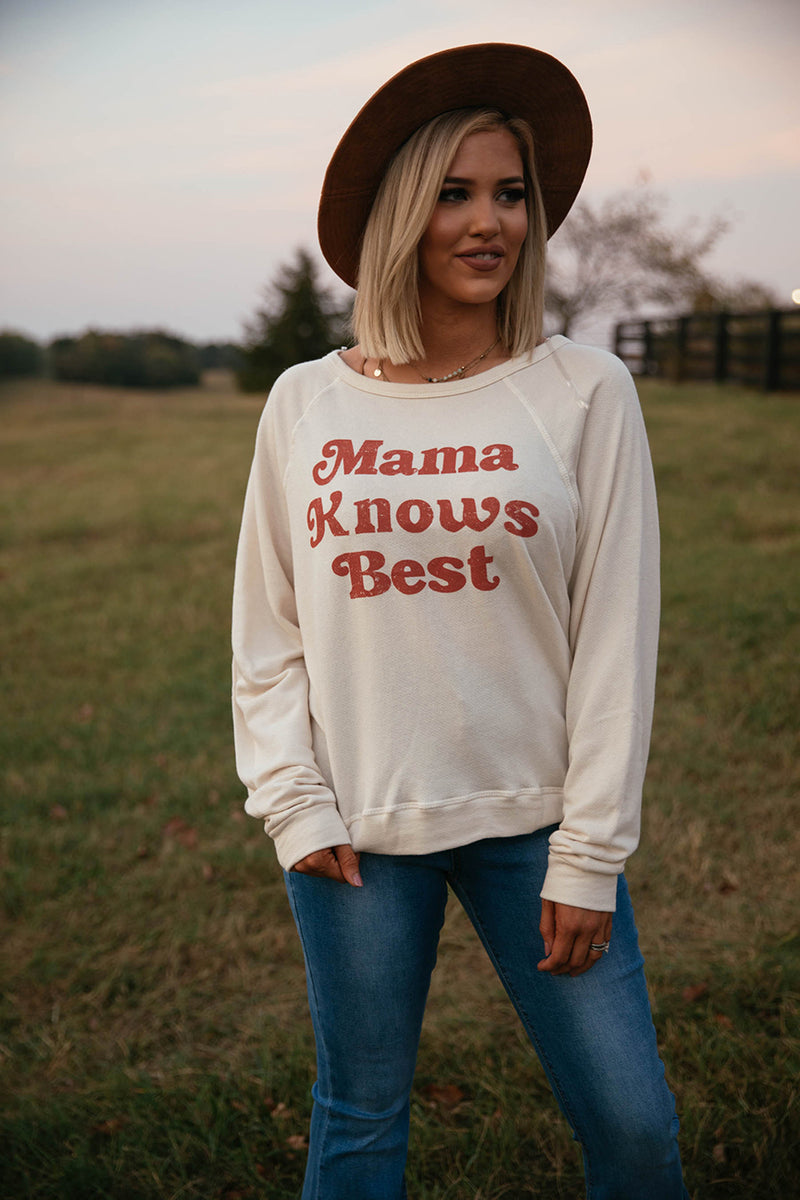 mama knows best yellow sweatshirt