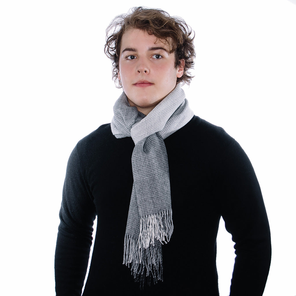 Gray with Charcoal Houndstooth Luxe Scarf