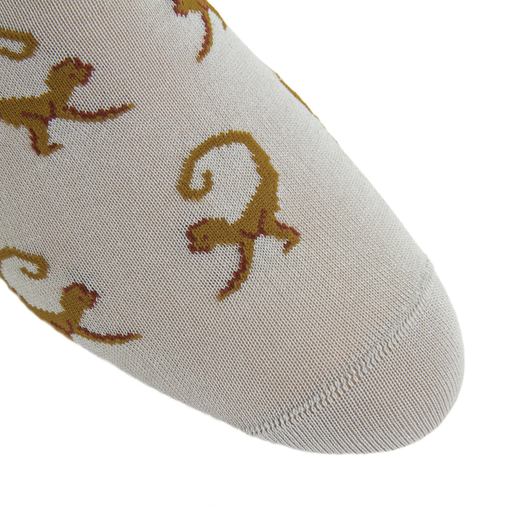 Ash with Gold and Whiskey Brown Monkey Cotton Sock Linked Toe OTC