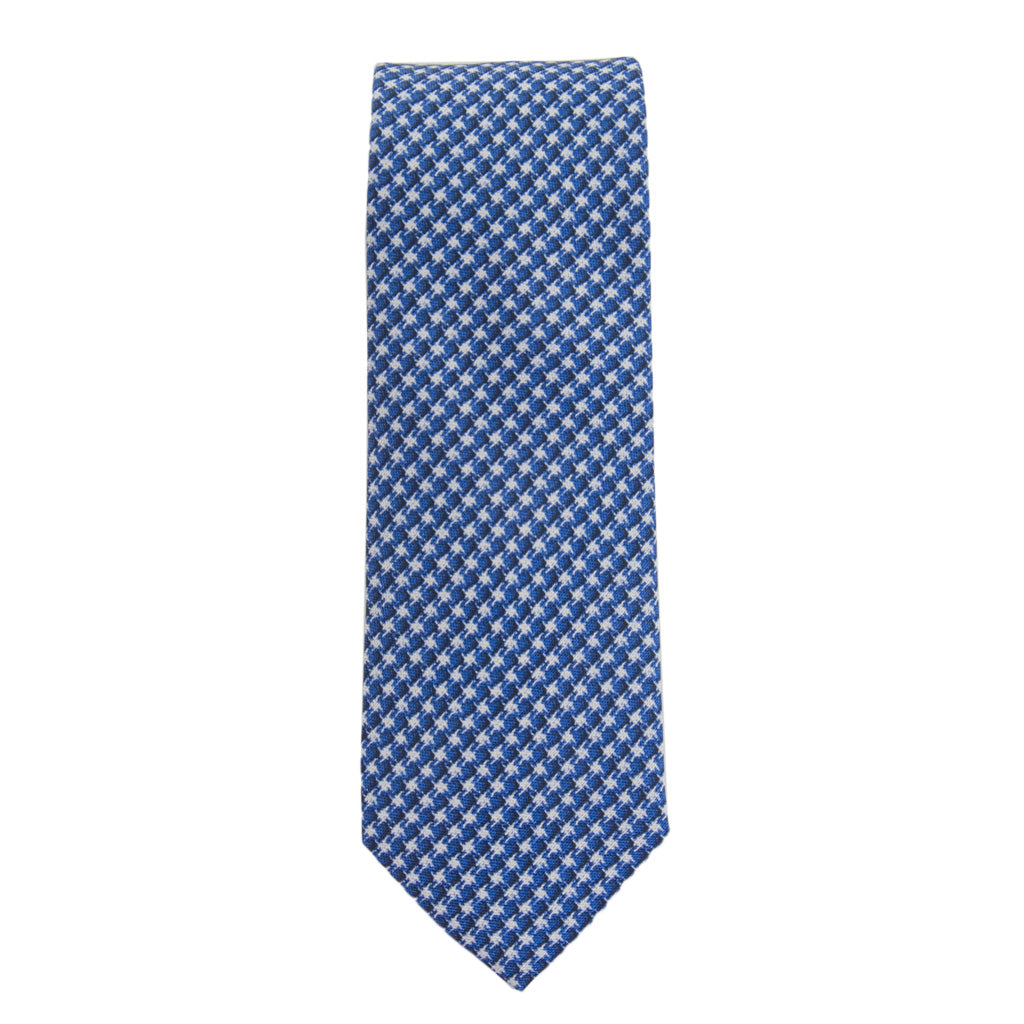 Navy with Clematis Blue and White Houndstooth Silk Tie – Dapper Classics®