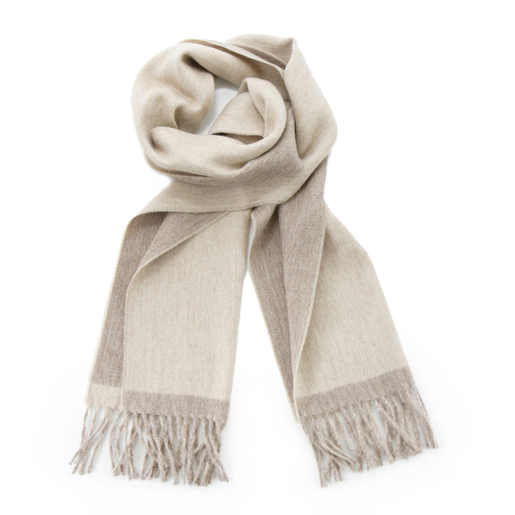 Camel Heather Border Muffler Scarf