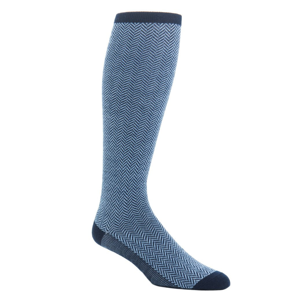 Mens navy wool socks with light blue herringbone over the calf – Dapper ...