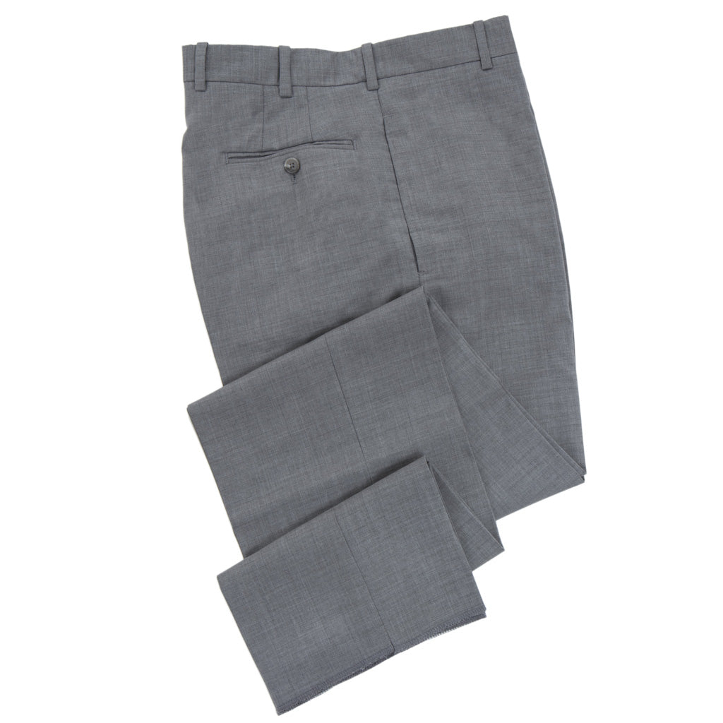 Black super 120s merino wool flat-front wrinkle-free stretch Dress Pants