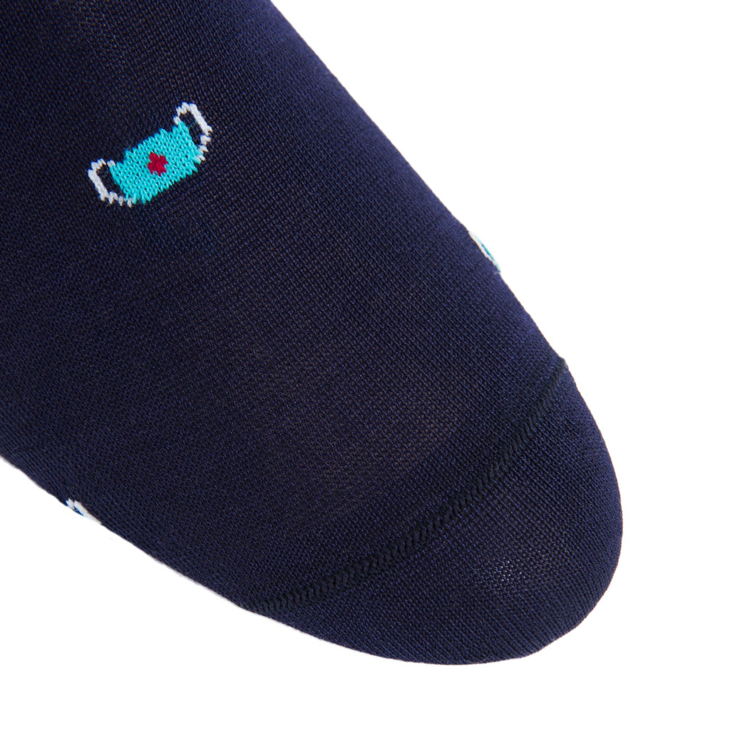 Classic Navy with Ceramic Mask and Red Cross Cotton Sock Linked Toe OTC