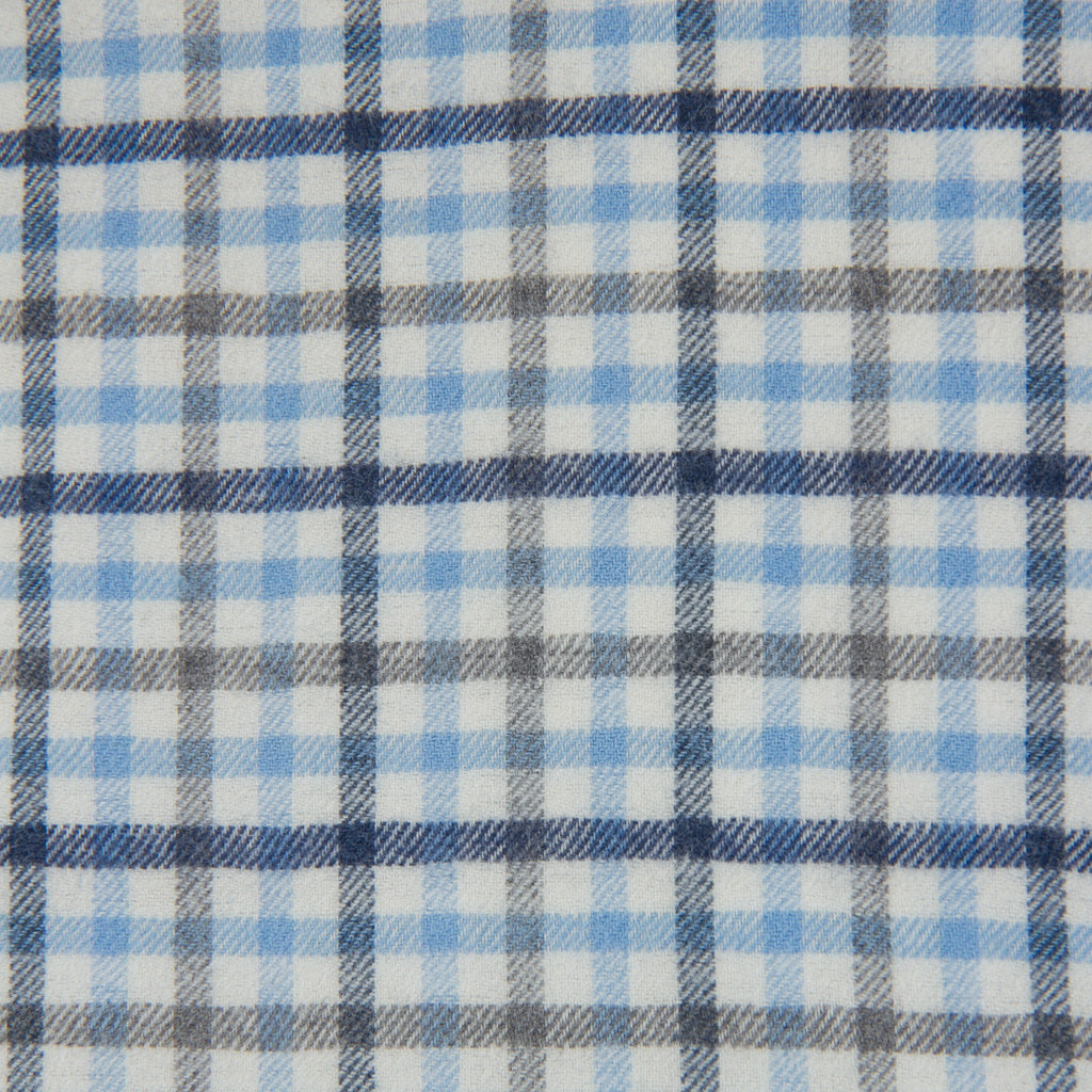 Blue with Navy, Gray and Cream Plaid Sport Shirt Extra Trim Fit