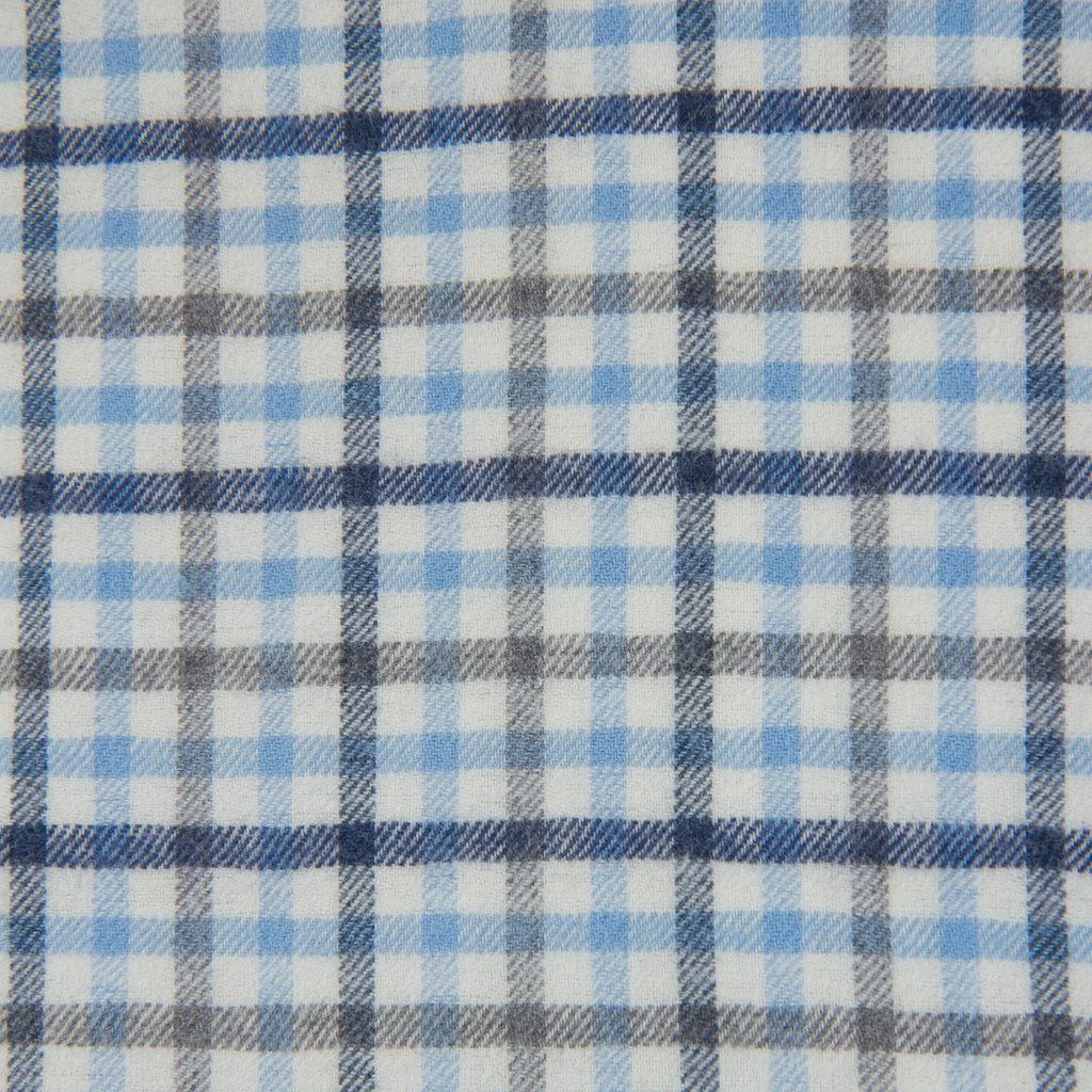 Blue with Navy, Gray and Cream Plaid Sport Shirt Trim Fit