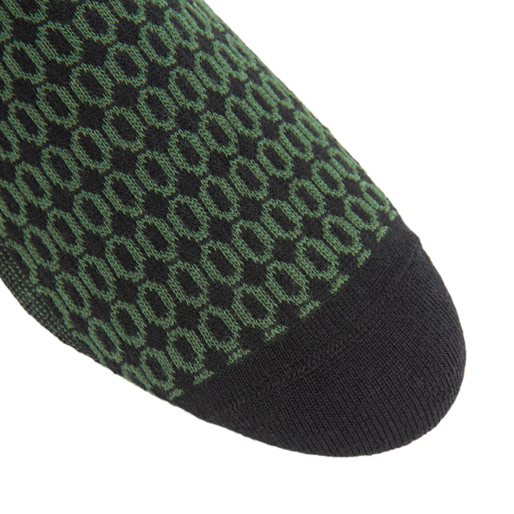Black with Pine Green Oval Merino Wool Sock Linked Toe OTC