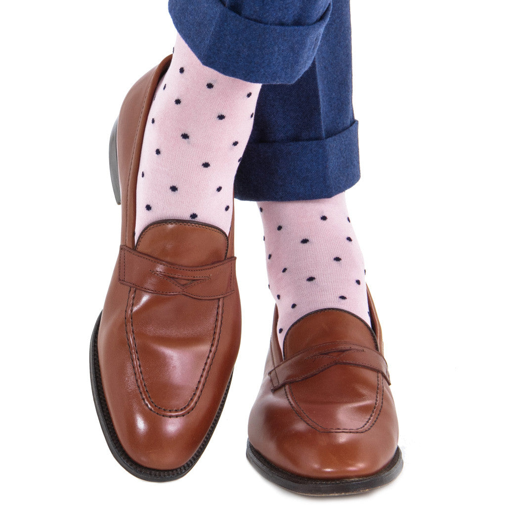 navy polka dot dress socks