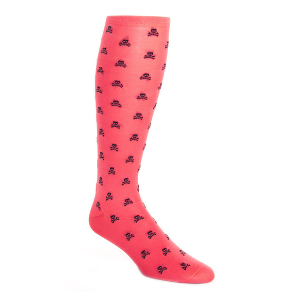 Coral with Navy Skull and Crossbones Cotton Sock Linked Toe OTC ...
