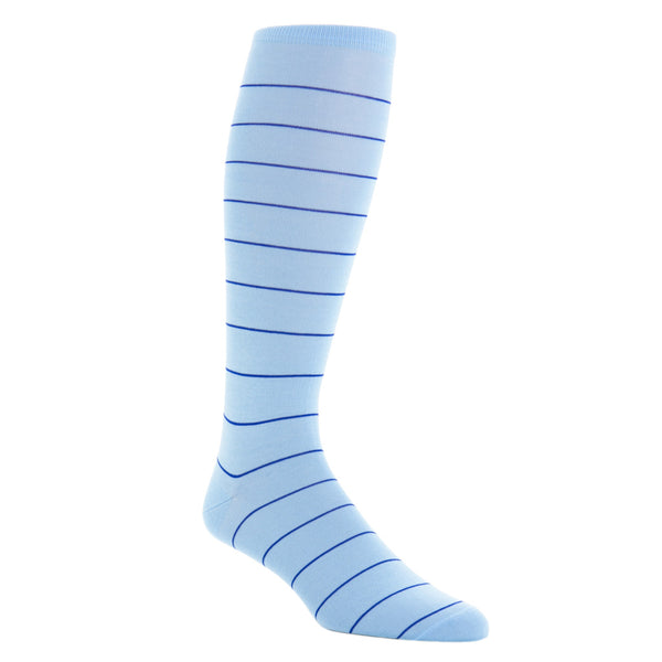 Sky Blue with Clematis Blue Narrow Stripe Cotton Sock Linked Toe OTC ...